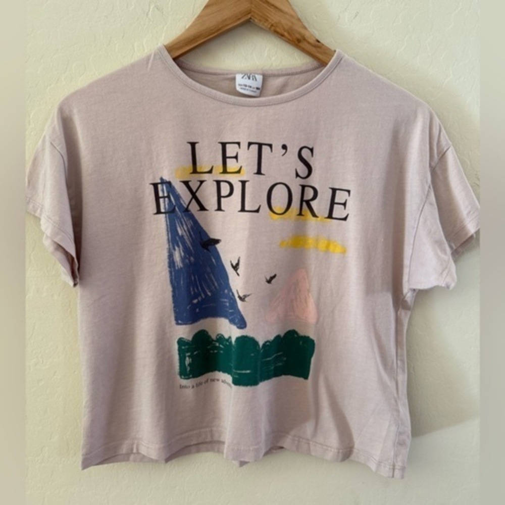 Zara Graphic Tee with Let's Explore Print